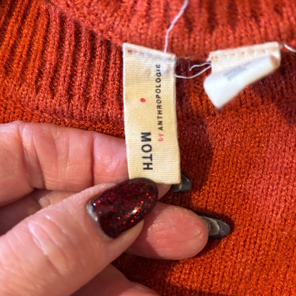Moth by Anthropologie burnt orange Cabin balloon sleeved sweater. Sz large. - Picture 11 of 14